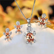 Rhinestone Turtle Pendant Necklace Set – Zircon Crystal Animal Jewellery for Women & Girls | 16 Colours