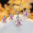 Rhinestone Turtle Pendant Necklace Set – Zircon Crystal Animal Jewellery for Women & Girls | 16 Colours