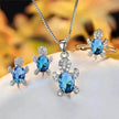 Rhinestone Turtle Pendant Necklace Set – Zircon Crystal Animal Jewellery for Women & Girls | 16 Colours