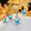 Rhinestone Turtle Pendant Necklace Set – Zircon Crystal Animal Jewellery for Women & Girls | 16 Colours