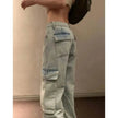 Fashion Y2K street Personality wide-leg  Denim Jeans Trousers Women
