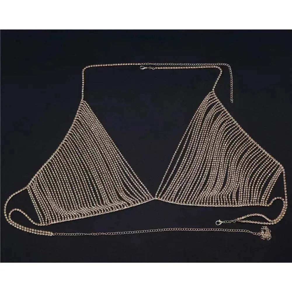 Fashion Shiny Rhinestone Body Chain Women Bikini Bra for Exotic Dance