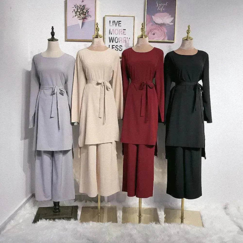 Fashion simple Arab  lace up dress