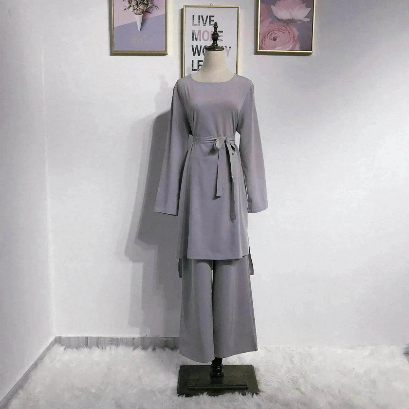 Fashion simple Arab  lace up dress
