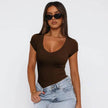 Fashion Spiral Pattern Slim T-shirt Summer Solid Color Charming Short-sleeved Top For Women