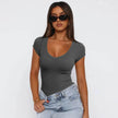 Fashion Spiral Pattern Slim T-shirt Summer Solid Color Charming Short-sleeved Top For Women
