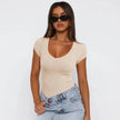 Fashion Spiral Pattern Slim T-shirt Summer Solid Color Charming Short-sleeved Top For Women