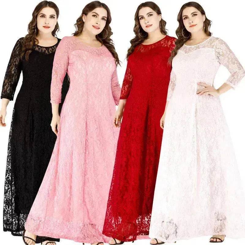 Fashionable Long sleeve Lace maxi Dress for Arab Dubai Turkey Middle Eastern Women