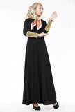 Fashionable Middle East Cuff Stitching Sequined Long Skirt Abaya Dress