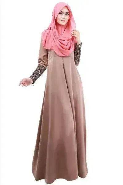 Fashionable Middle East Cuff Stitching Sequined Long Skirt Abaya Dress