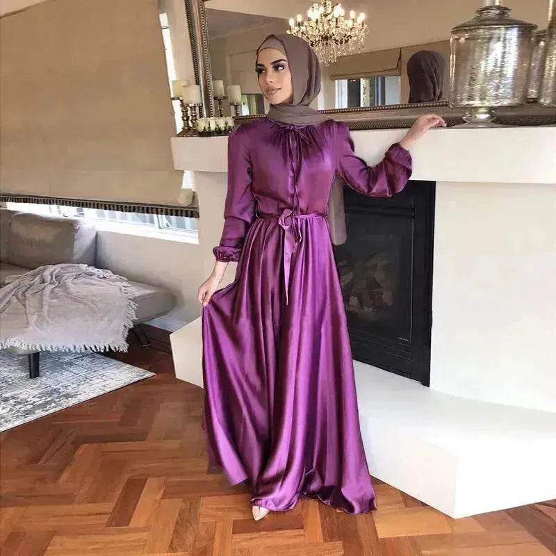 Fashionable Plain Swing Abaya Dress for Beautiful Arab Dubai Turkey Middle Eastern Women