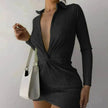 Fashionable Charming New L-neck Twisted Charming Tight-fitting Dress