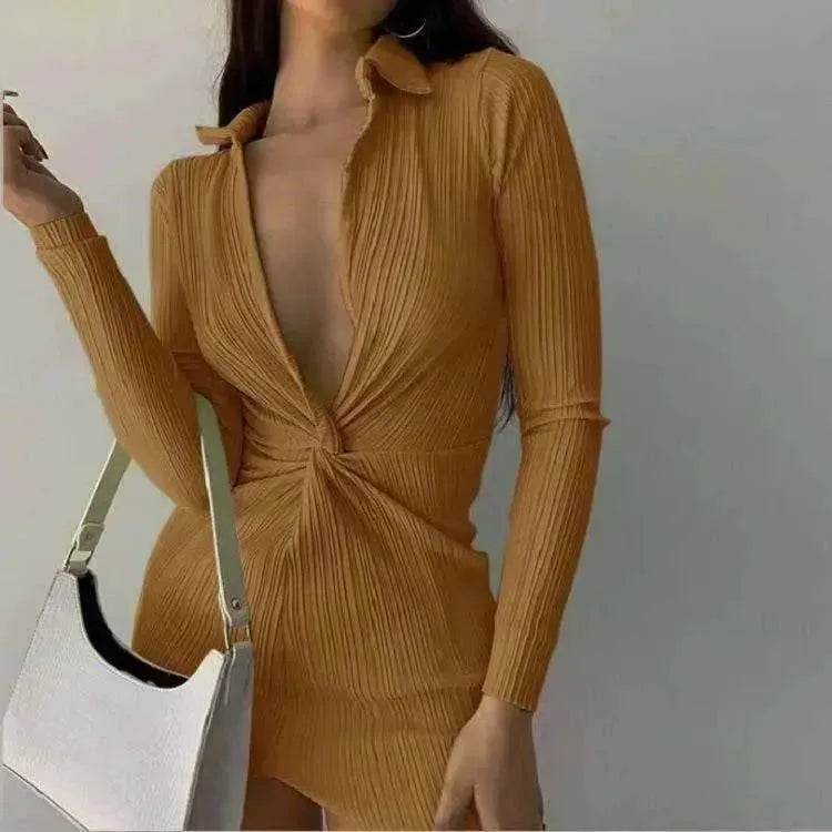 Fashionable Charming New L-neck Twisted Charming Tight-fitting Dress