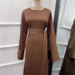 Fashionable Stripe Tunneled Abaya Dress for Elegant Arab Dubai Turkey Middle Eastern women.