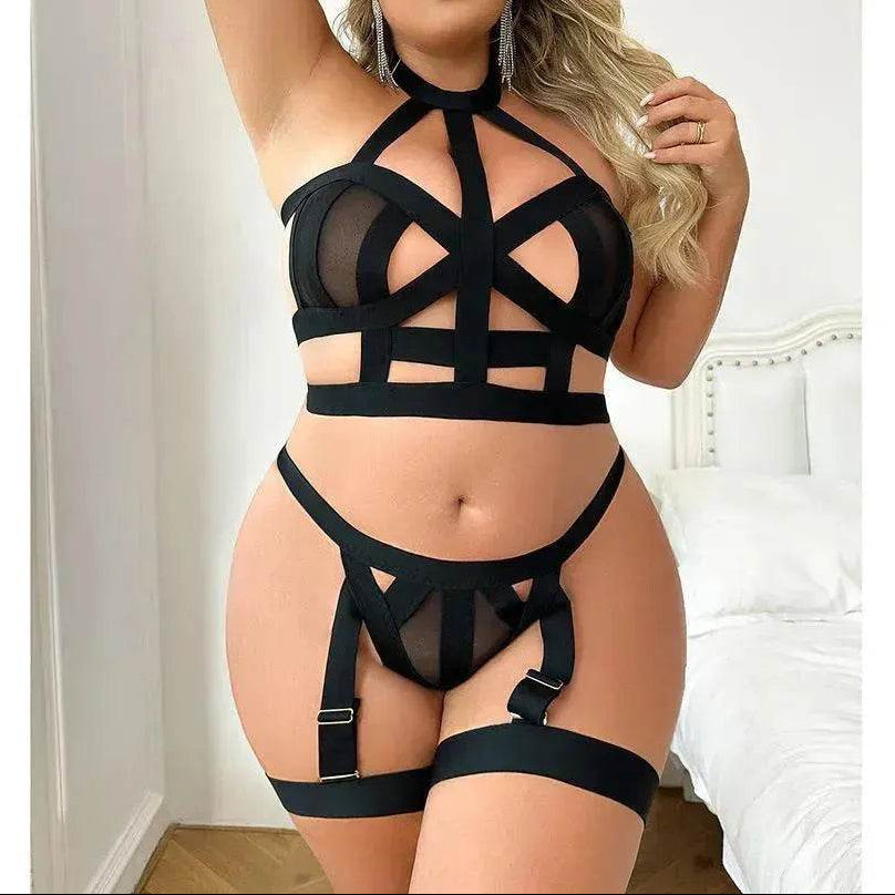 Plus Size Lace Lingerie Set for Women – Sexy Two-Piece Bodysuit (1XL–4XL)