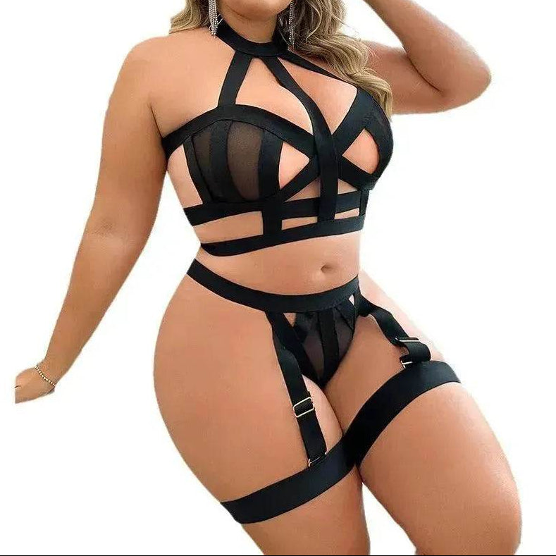 Plus Size Lace Lingerie Set for Women – Sexy Two-Piece Bodysuit (1XL–4XL)