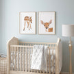 Baby Fawn Wall Art, Bambi Nursery Girl Room Decor, Cute Woodland Animals, Boho Minimalist, Neutral Forest Painting for Bedroom
