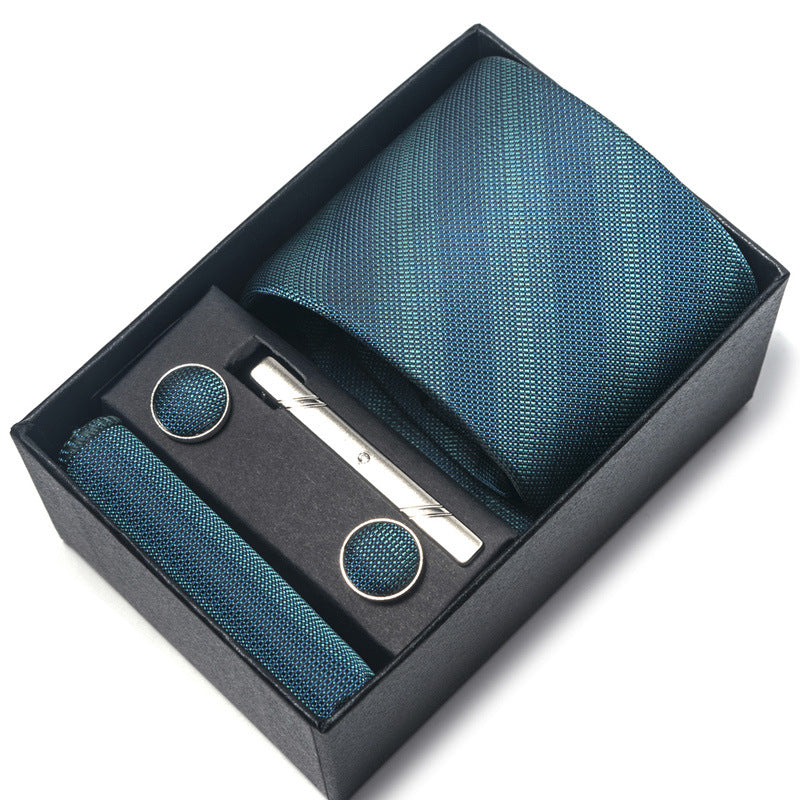 Men's Jacquard Woven Formal Tie Set – Rayon Arrow Necktie with Handkerchief, Tie Clip & Cufflinks | Canada & USA