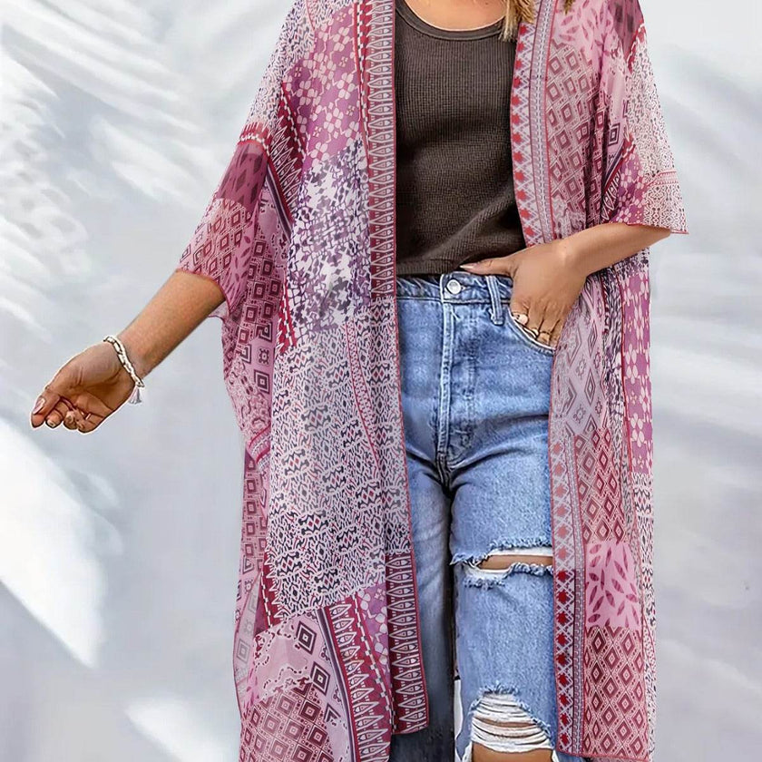Spring Summer Printed Sun Protection Beach Kimono Cardigan Blouse top Women