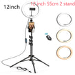 LED Ring Light with Tripod Stand, 8 10 12 inch, USB Powered, Phone Holder and Bluetooth Remote