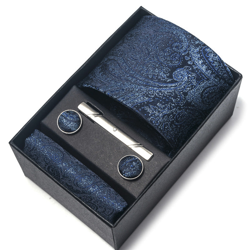 Men's Jacquard Woven Formal Tie Set – Rayon Arrow Necktie with Handkerchief, Tie Clip & Cufflinks | Canada & USA