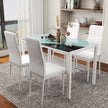 Zaya 5-Piece Rectangular Glass Dining Set for Small Spaces-White