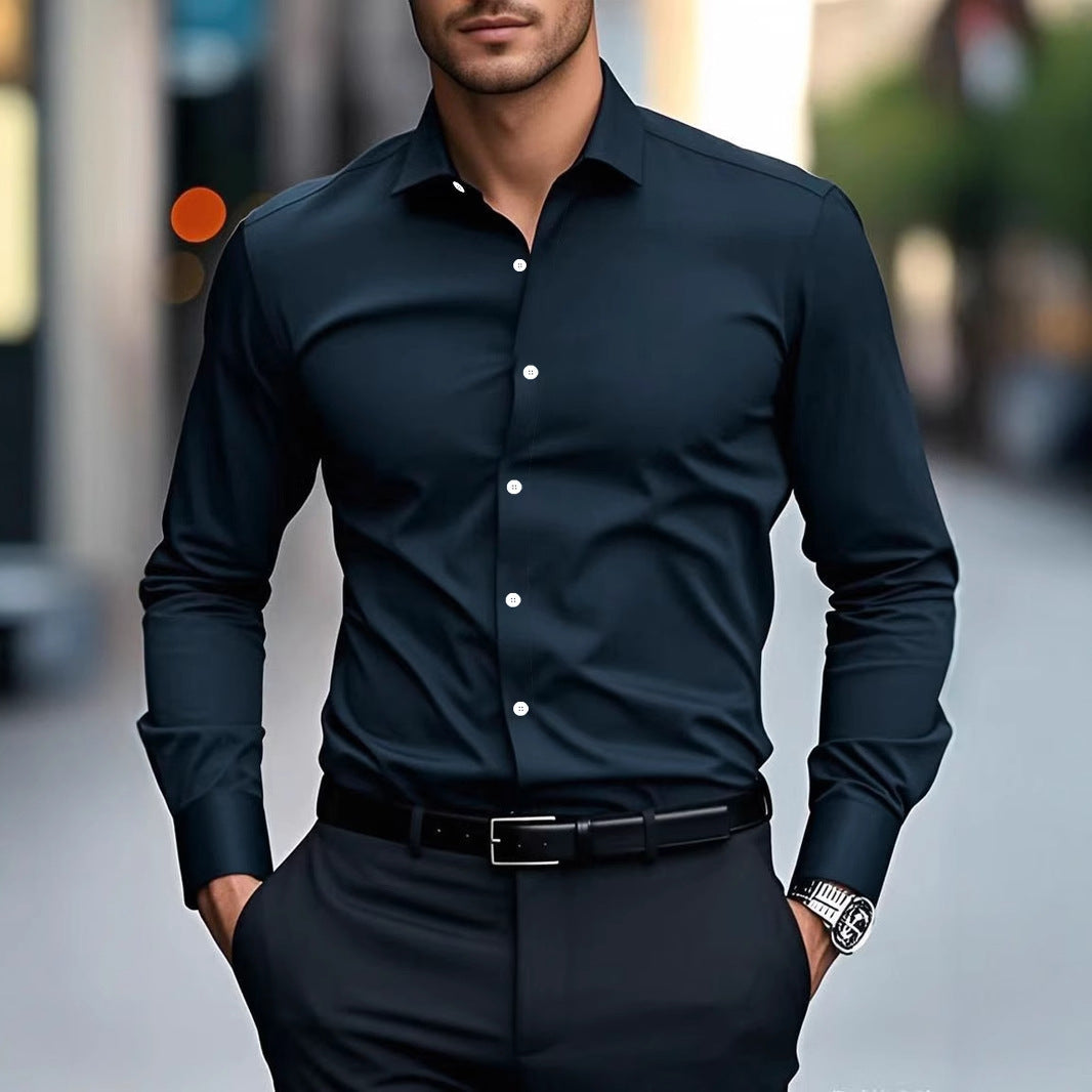 Men's Slim Fit Long Sleeve Business Dress Shirt – 12 Colors, S–3XL | Canada & USA