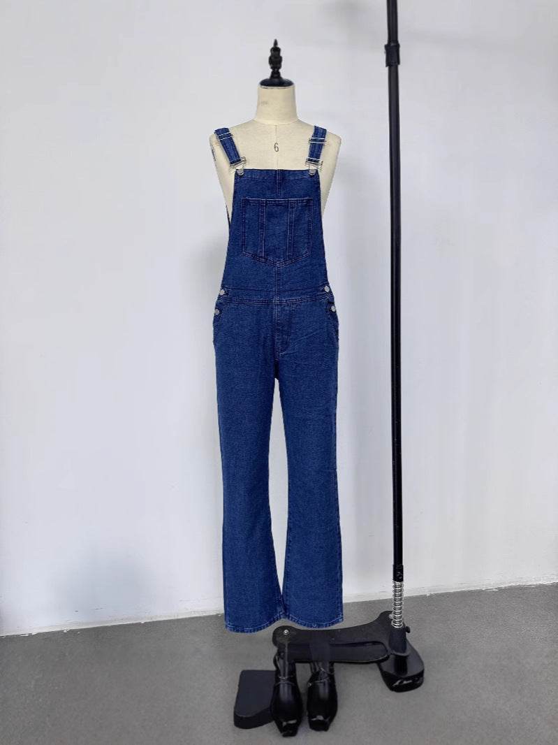 Jeans with Suspender Buttons – Women’s Wide Leg High Waist Denim