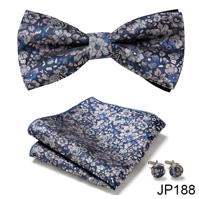 Men's Jacquard Bow Tie Set – Bow Tie, Pocket Square & Cufflinks | 36 Colors | Canada & USA