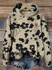 Women Fashion Spring And Autumn Plum Blossom Hooded Super Plus Size Loose-fitting Casual Pullover
