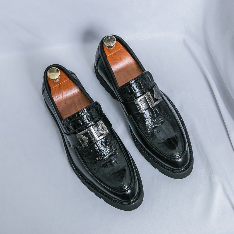 Men's Thick Sole Slip-On Business Casual Leather Shoes | Black, Brown, White | Sizes 38–46