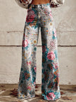 Graphic Printed Pants for Women – Stretch Denim Look Casual Trousers