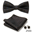 Men's Jacquard Bow Tie Set – Bow Tie, Pocket Square & Cufflinks | 36 Colors | Canada & USA