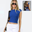Slim Fit Backless Crop Top Summer Charming Breathable Short Sleeve  Low Back Top  Tank Top for Women