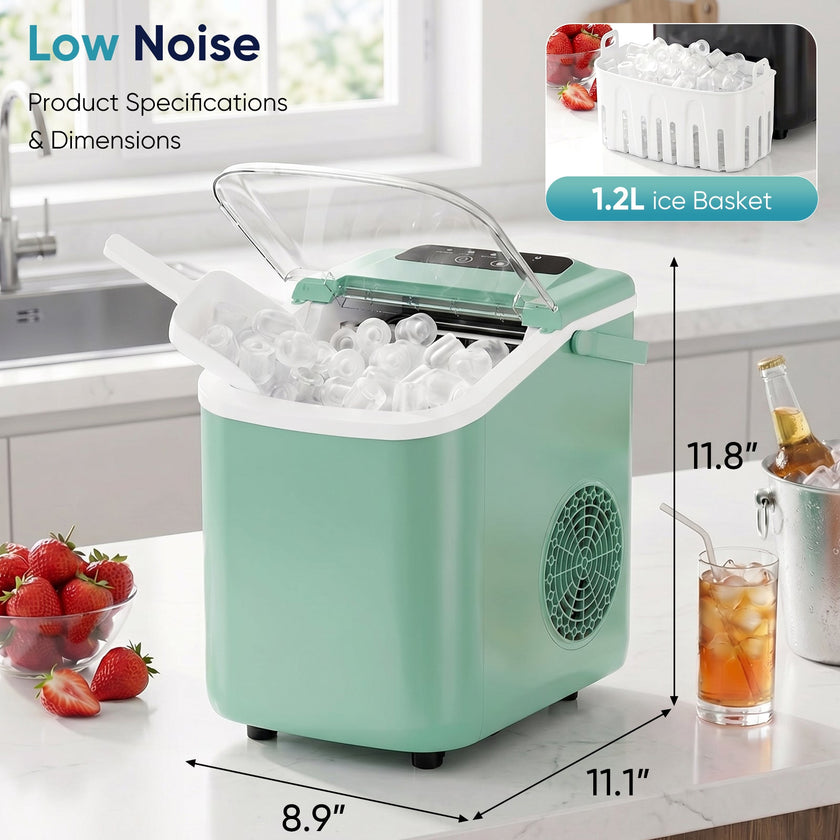 Countertop Ice Maker Machine – 9 Ice Balls in 6–8 Min, 26 lbs/Day, 4 Colors