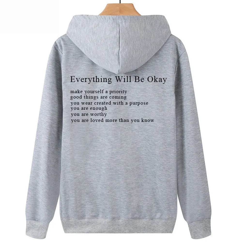 Everything Will Be Okay Loose Casual Men's And Women's Korean Version Loose Round Neck Top