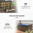 Outdoor Patio Wicker Storage Bench, 2-In-1 Rattan Patio Furniture, 29 Gal Storage Box w/ Cushion, Dark Blue