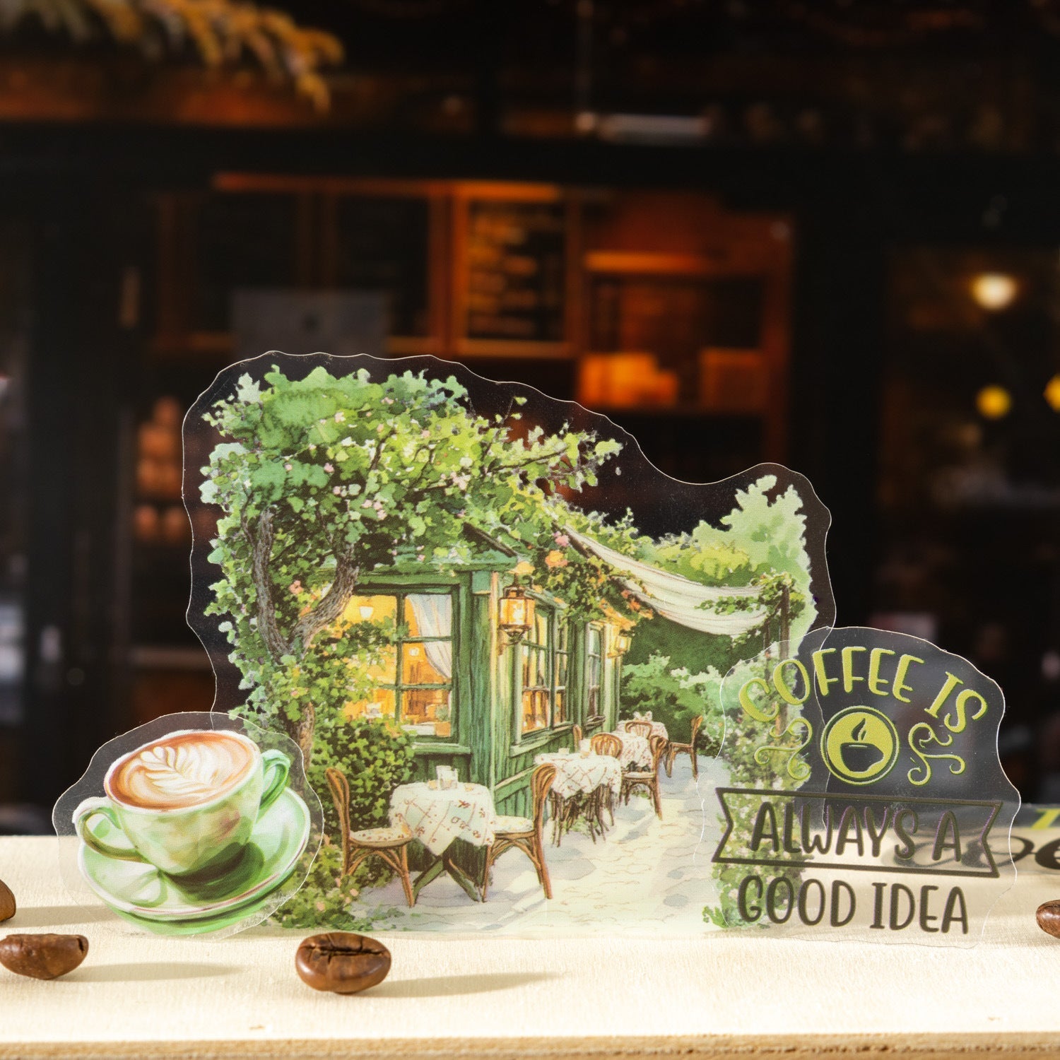 Cafe Series PET Decorative Sticker Pack – Retro Coffee Shop Journal & Scrapbook Stickers (25 pcs)