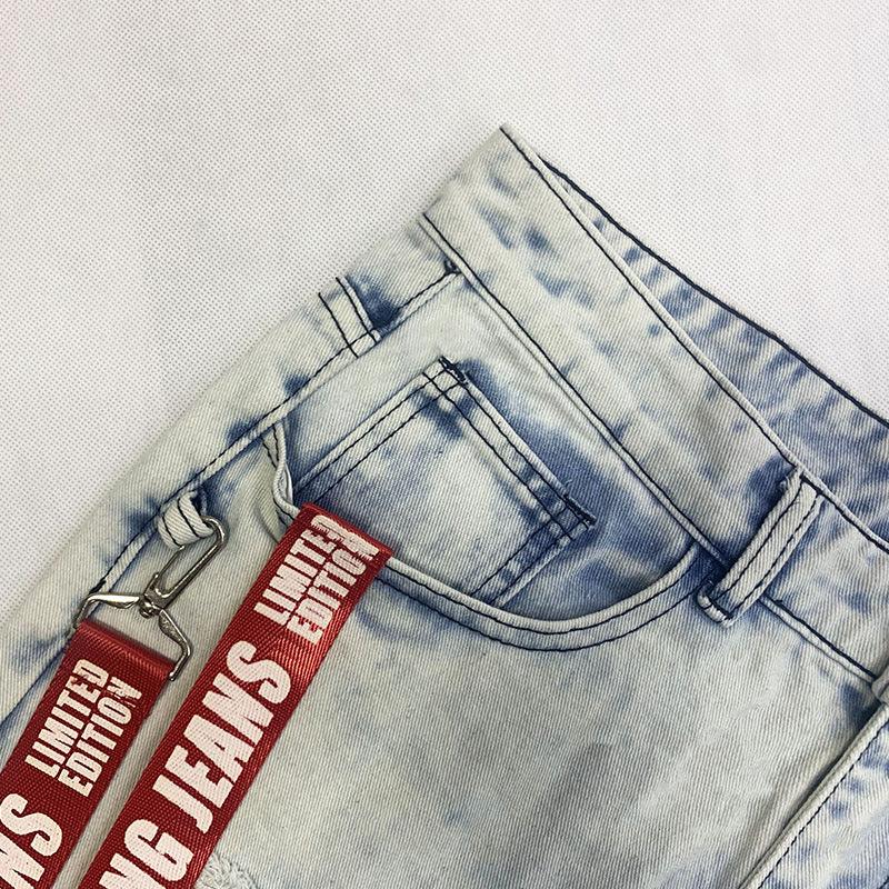 Men's Ripped Patchwork Biker Jeans – Slim Fit Distressed Denim Streetwear Pants