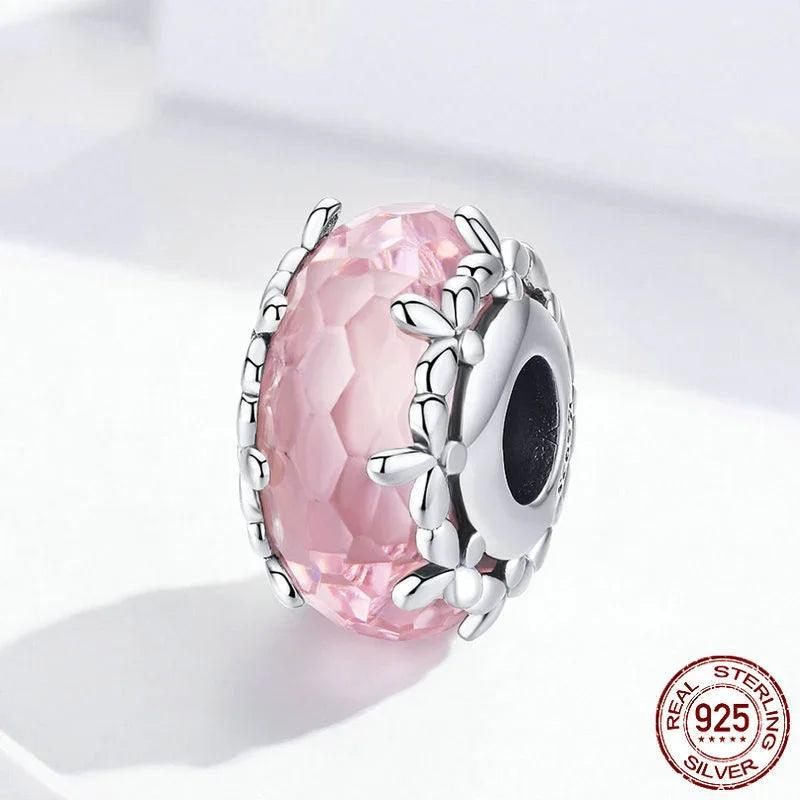 DIY Sterling Silver Beads S925 Cut Surface Glass Bead