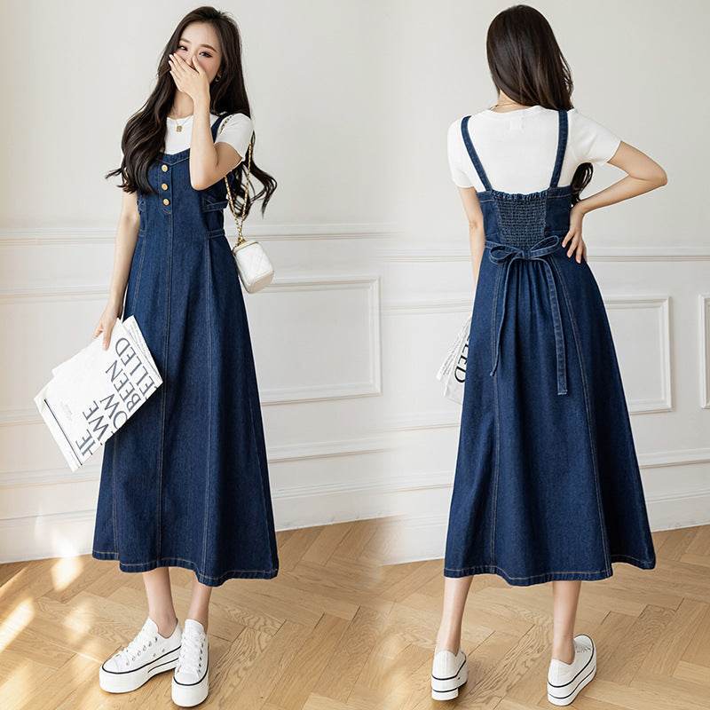 Spring And Autumn New Korean Style Casual All-matching Jeans Suspender Dress