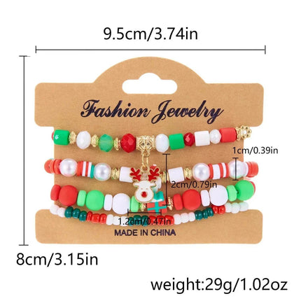 4pcs Christmas Snowman Handmade Beaded Bracelet set gift idea