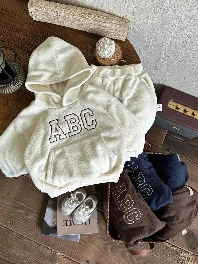 Children  Unisex Sports Brushed Hoody Trousers Suit Unisex Hoodie two piece for kids