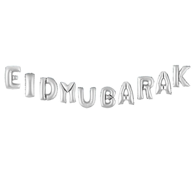 Eid Mubarak Foil Balloon Set – Silver Gold Rose Gold Letter & Crescent Balloons