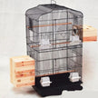 Wire Bird Parrot Cage with Wooden Perches – Black & White | 46×36×93cm