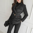 Formal Business Women Set New Striped Blazer Slim Pant suit 2pcs