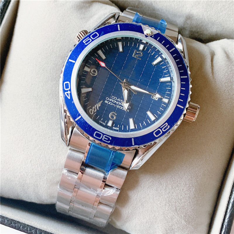 Men's 00 Agent Diver Style Watch – Rotating Bezel, Steel Strap, 6 Colours