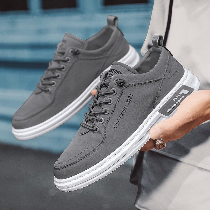 Men's Low-Top Canvas Lace-Up Casual Sneakers Soft Sole Everyday Shoes