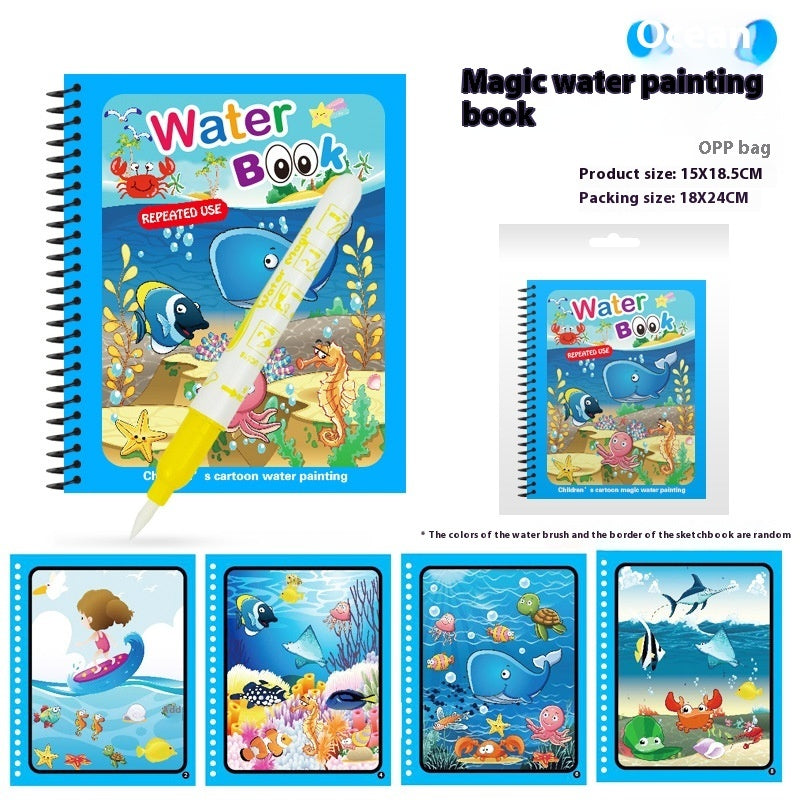 Magic Water Coloring Book for Kids – Paint with Water, Colors Appear & Disappear (6 Styles)