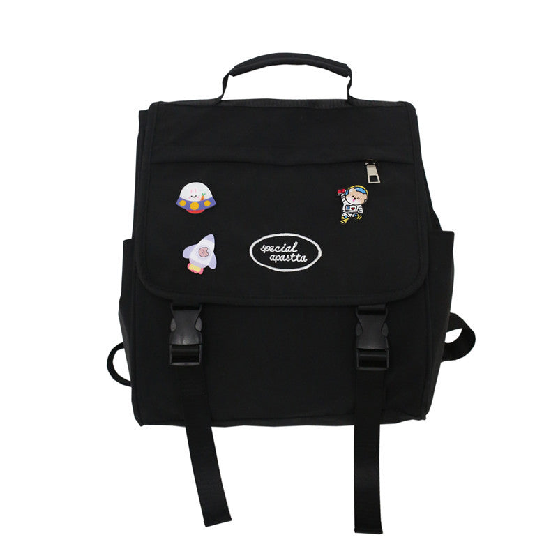 Japanese Style High School Girls Backpack – JK Fashion Nylon Waterproof School Bag (Black, White, Light Blue)